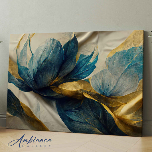Blue Gold Flower Arrangement With Bracelet Leaves