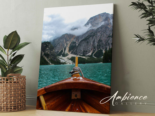 Boat In Crystal Clear Waters With Mountains