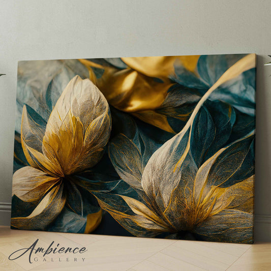 Elegant Golden Blue Flower With Vintage Style